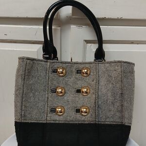 KATE SPADE BEANTOWN QUINN BAG.  Gray and Black Tote Bag with Gold Accents